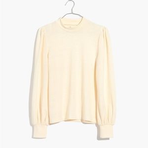 Madewell Puff-Sleeve Mockneck Top antique cream size medium